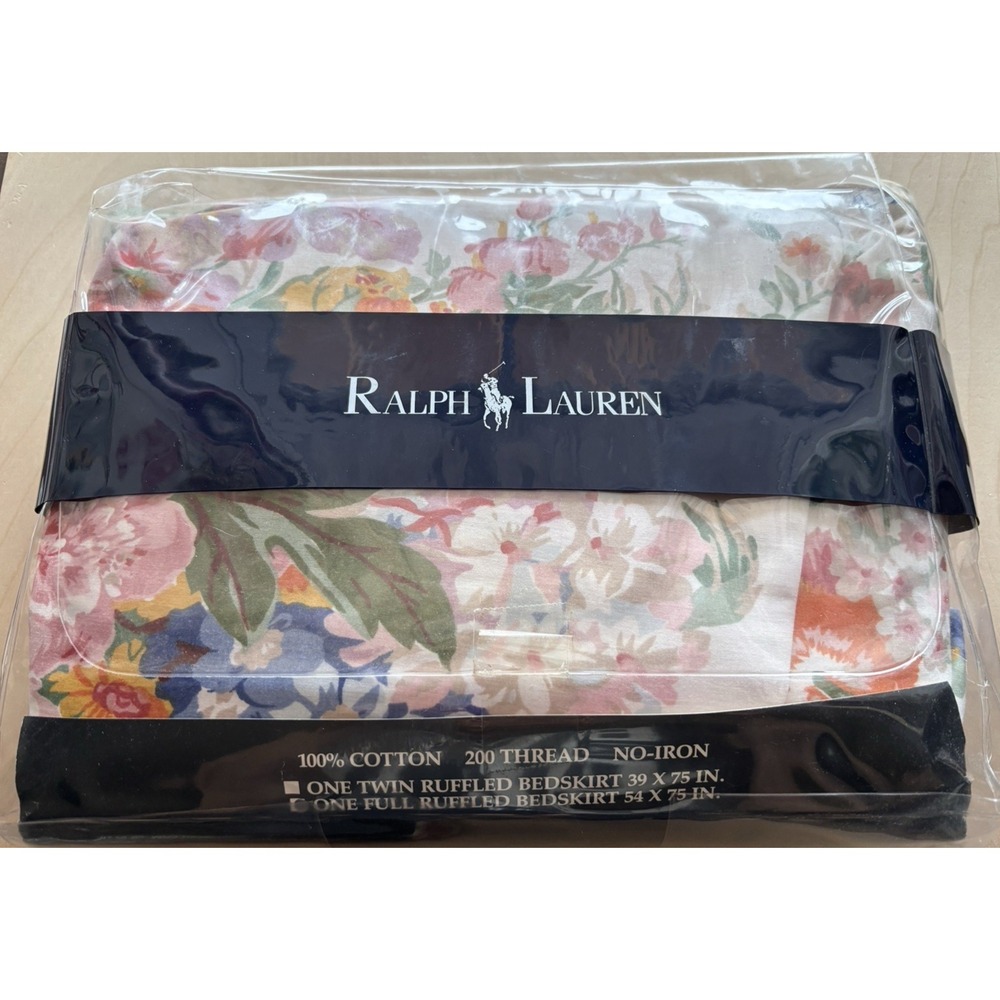 Vtg Ralph Lauren Southampton Full Bedskirt Ruffled NIP NOS 1988 Beach Floral